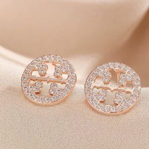 Inspired Burch Icon Pavé Circle Studs Upcycled Rose Gold